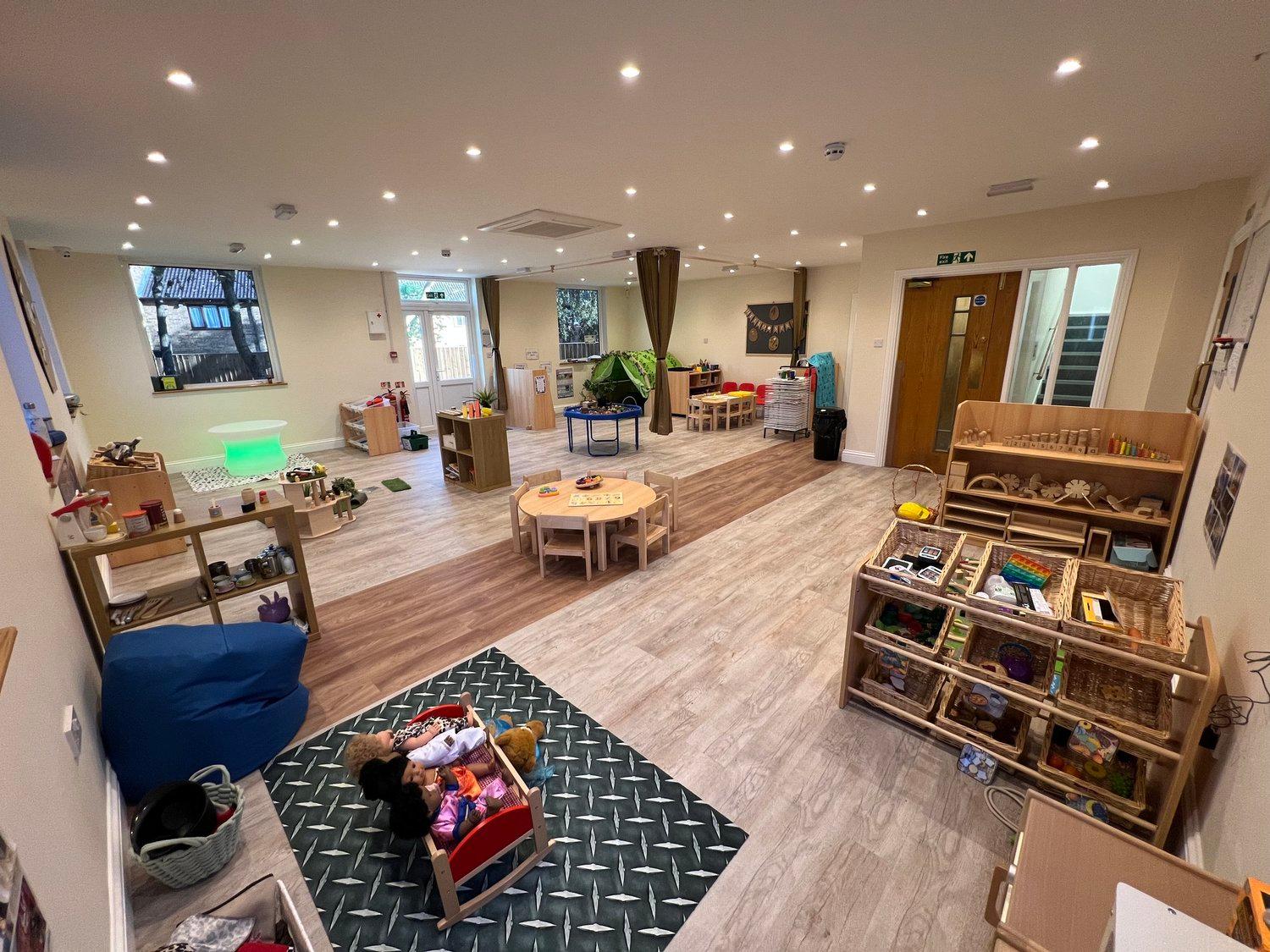 A nursery environment with a range of accessible activity choices