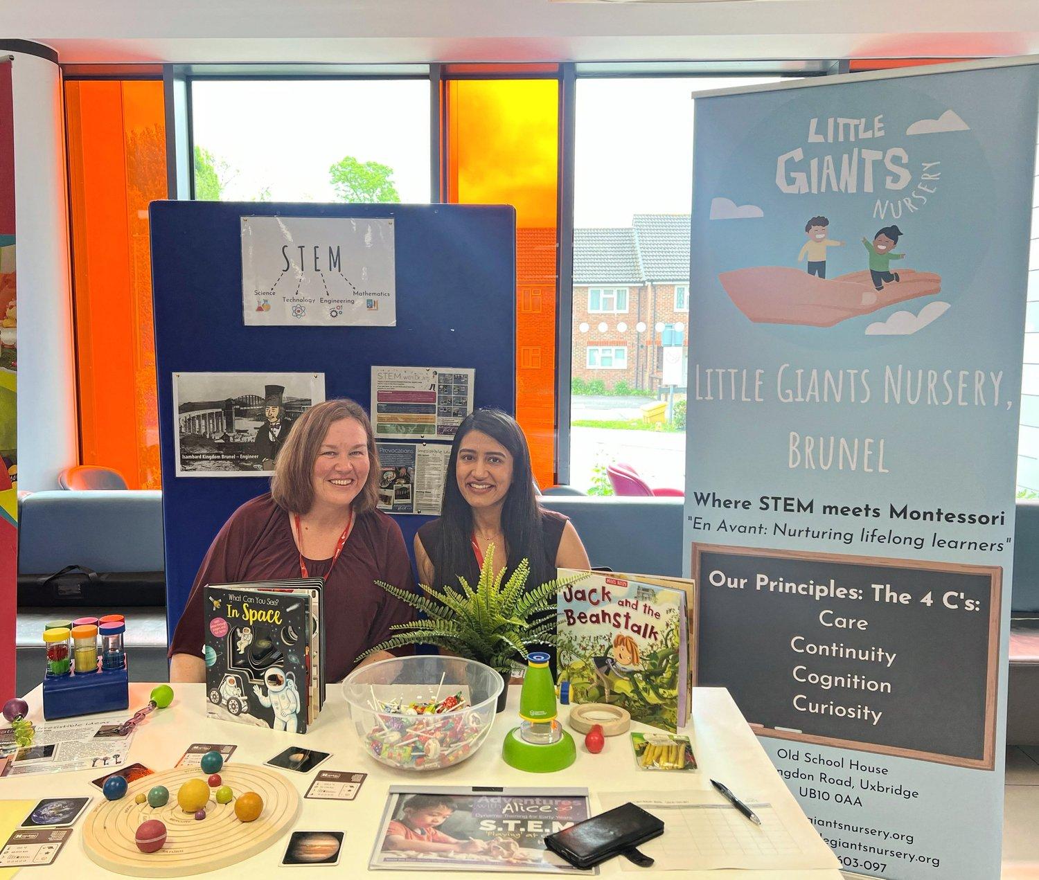 Little Giants educators presenting early STEM resources at a careers event